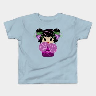 Purple Grapes Kokeshi Doll Kids T-Shirt